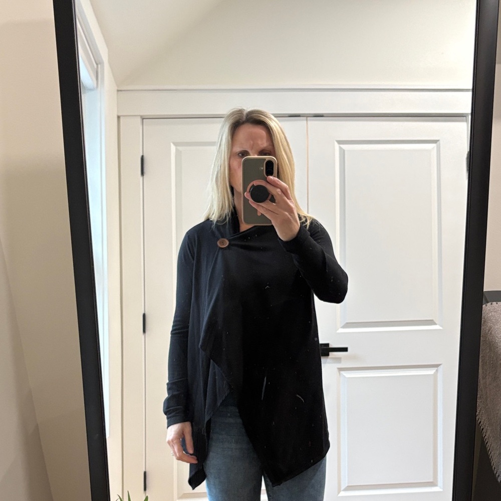 Bobeau Black Asymmetrical Cardigan